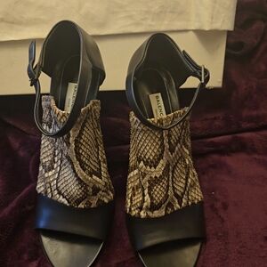 Balenciaga Black and Brown Snakeskin Heels